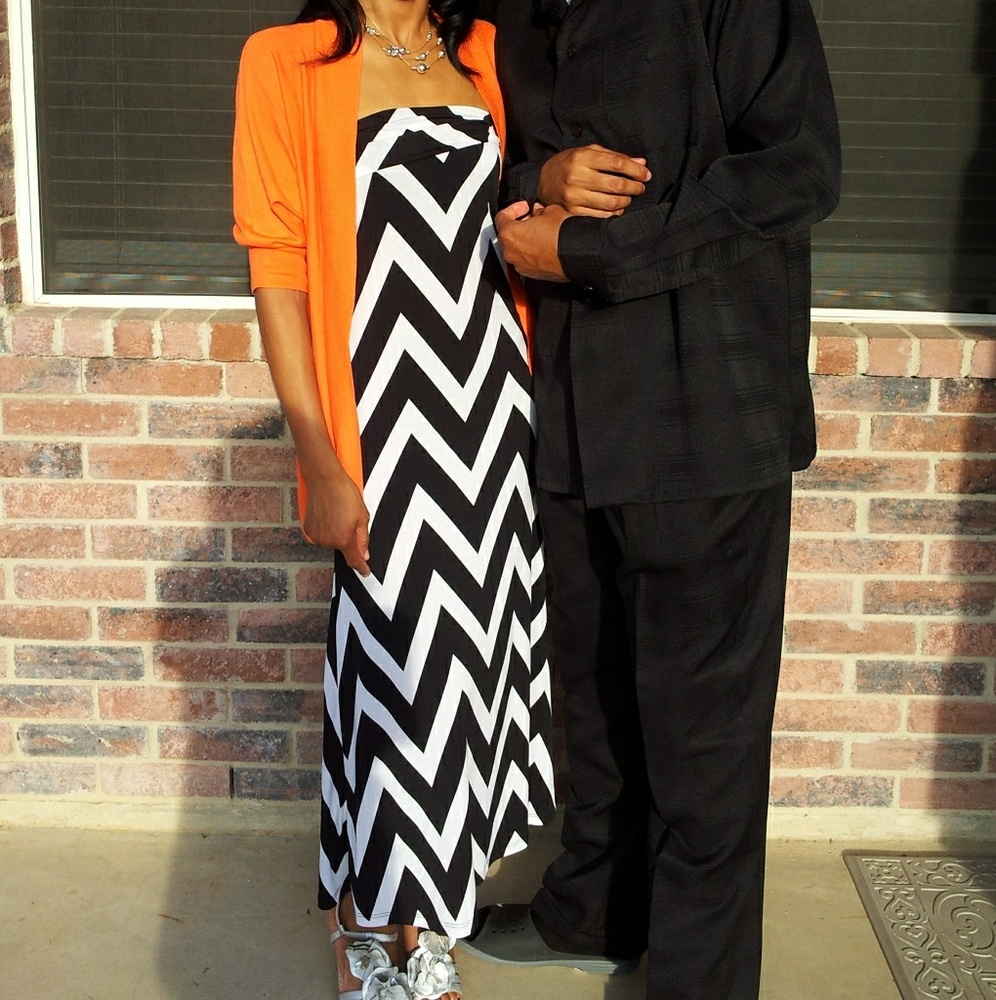 Black and white skirt/ halter dress.