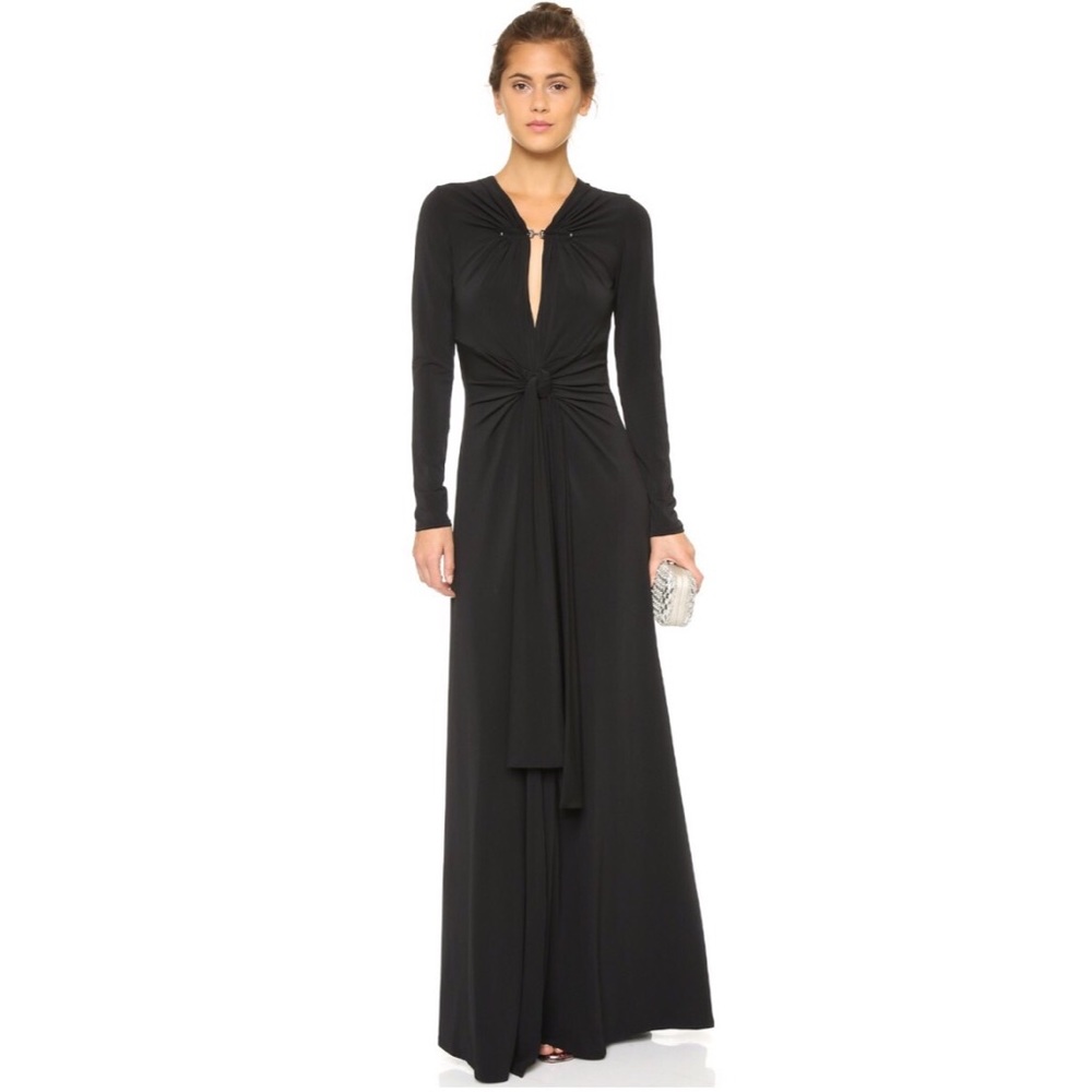 NWT Halston Heritage Black Long Sleeve Dress Gown - Picture 2 of 6