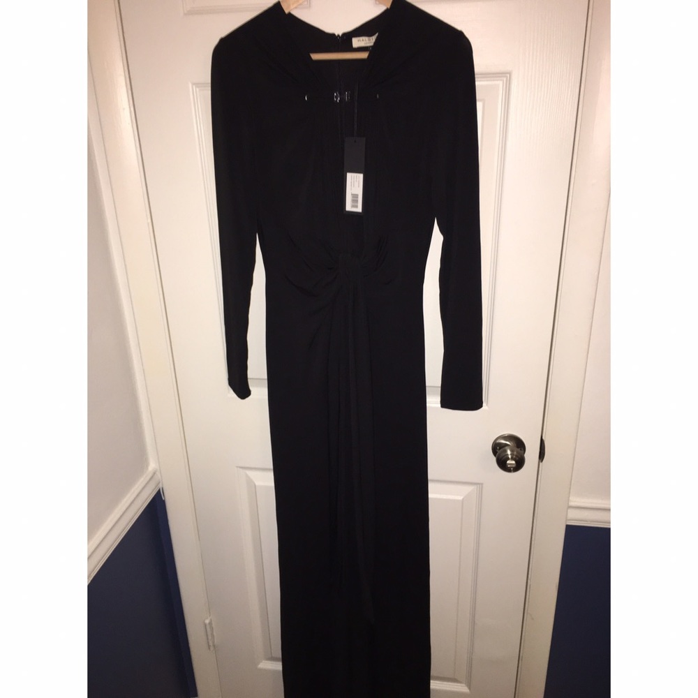 NWT Halston Heritage Black Long Sleeve Dress Gown - Picture 5 of 6