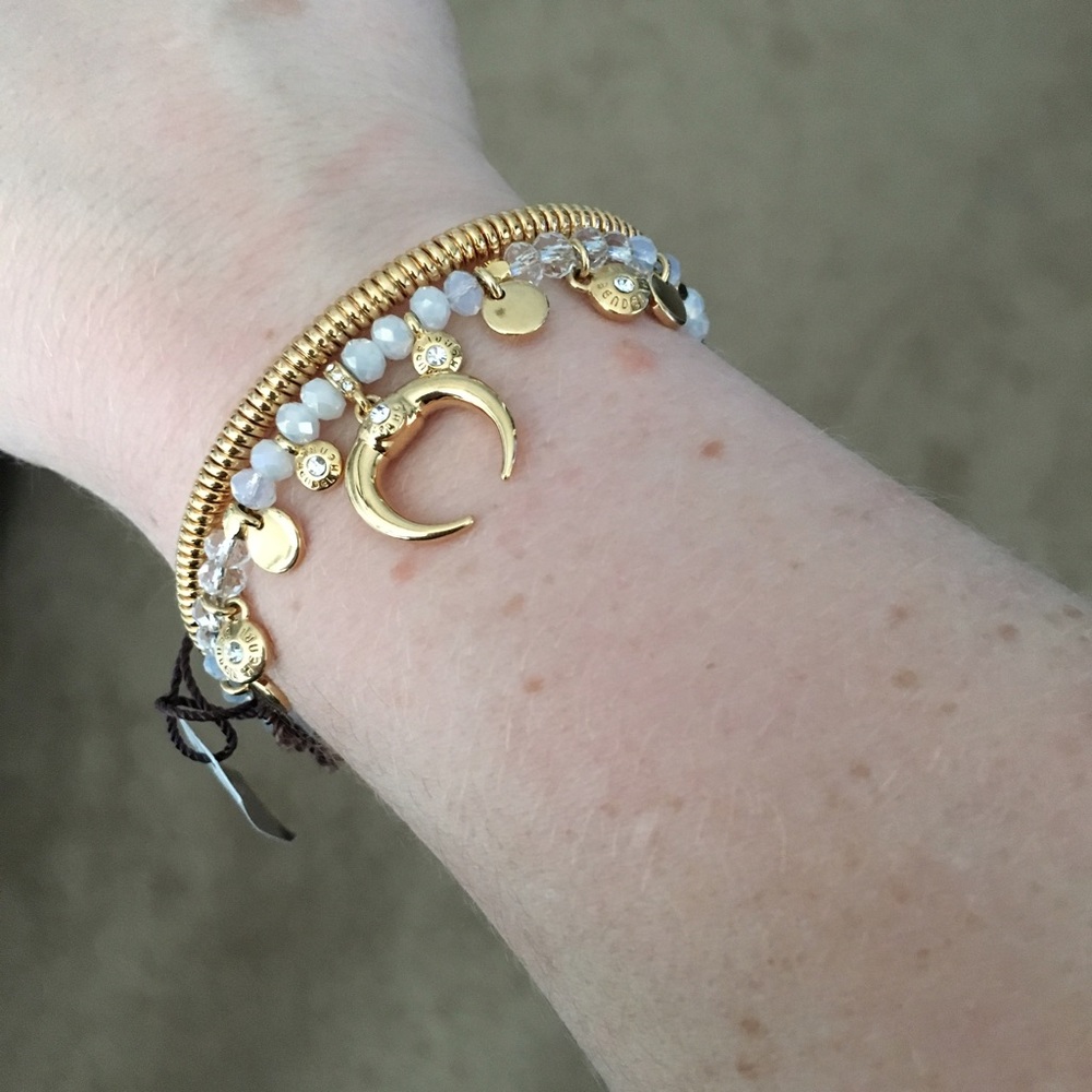 Henri Bendel beaded gold cuff bracelet