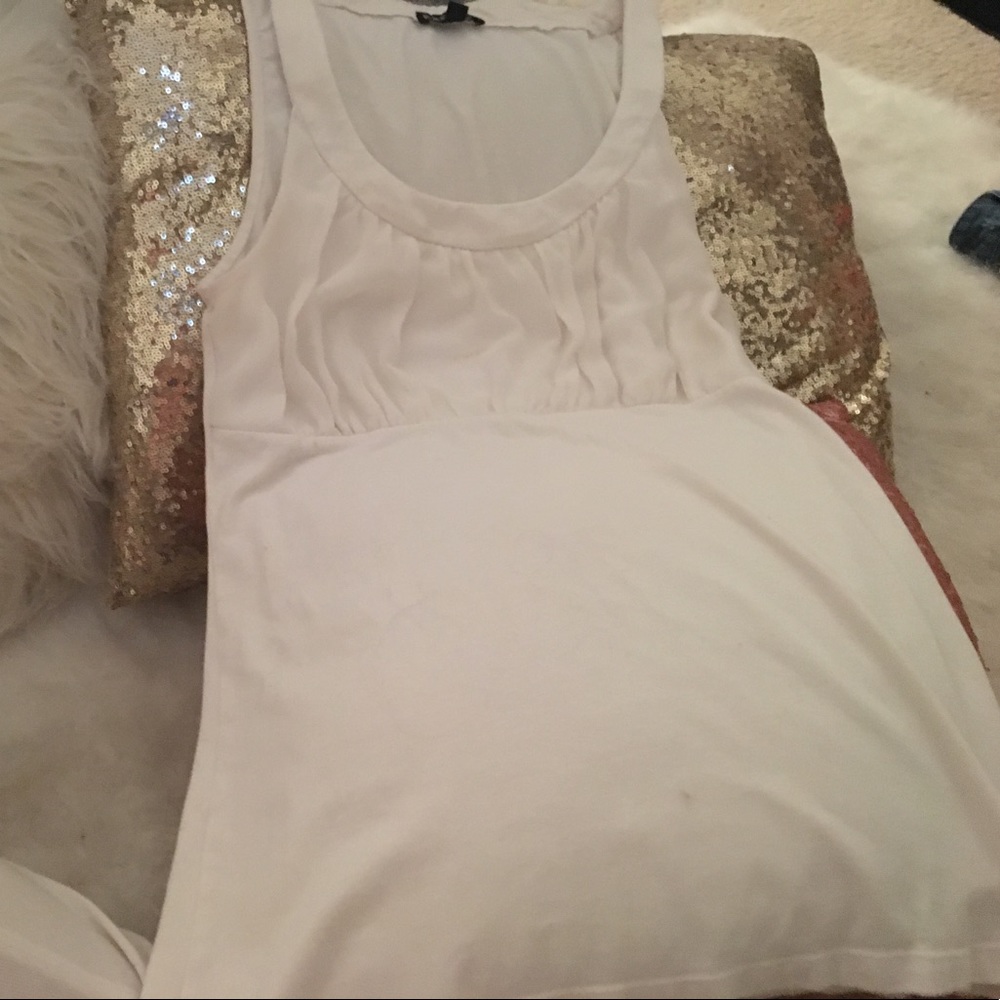 Cream tank with chiffon overlay