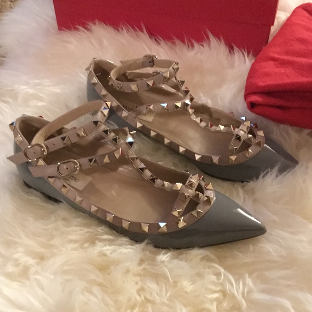 Valentino gray patent ltd. edition rock stud flats - Picture 2 of 3