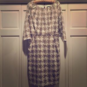 Tan and Cream Houndstooth Dress