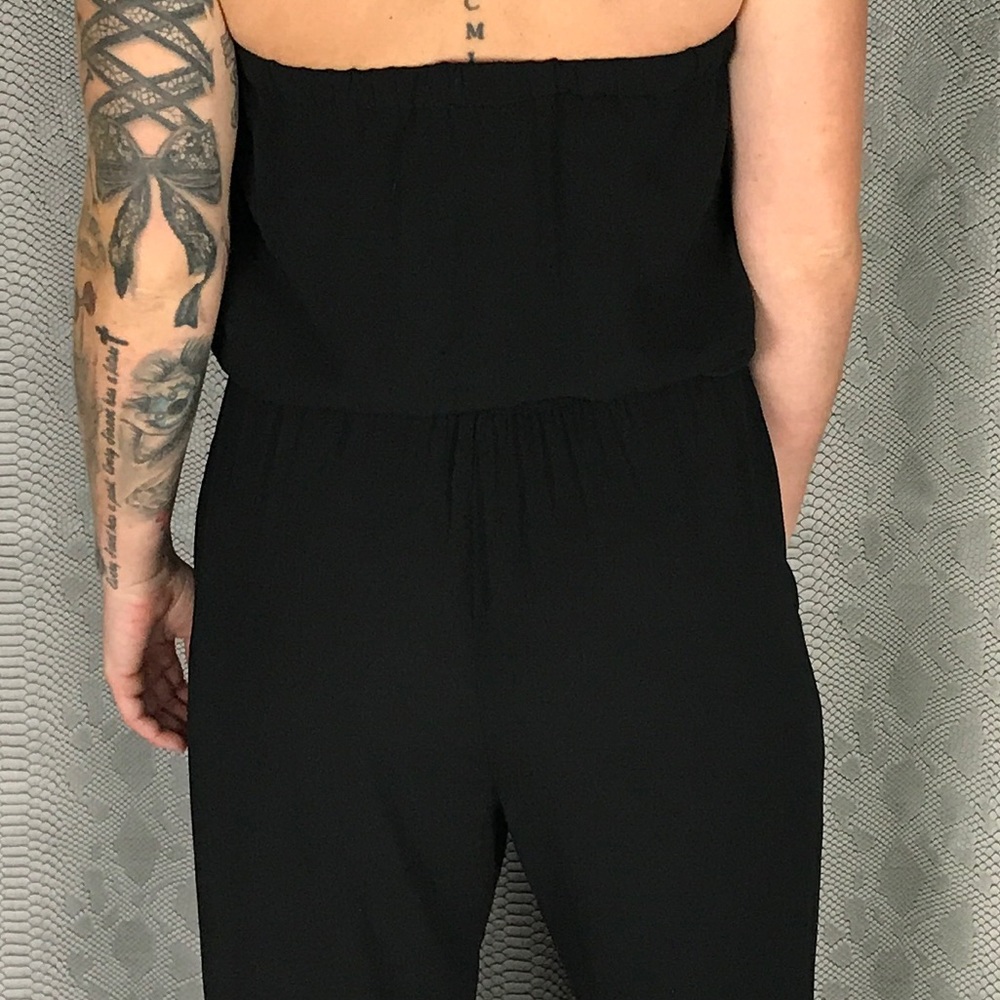 Joie black strapless pant romper tie waist - Picture 3 of 8