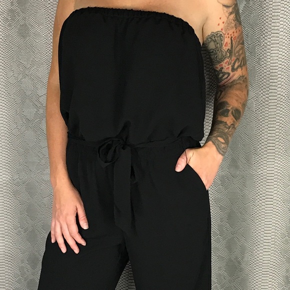 Joie black strapless pant romper tie waist - Picture 5 of 8