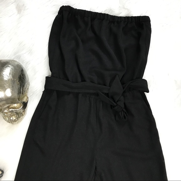 Joie black strapless pant romper tie waist - Picture 6 of 8