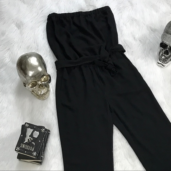 Joie black strapless pant romper tie waist - Picture 2 of 8