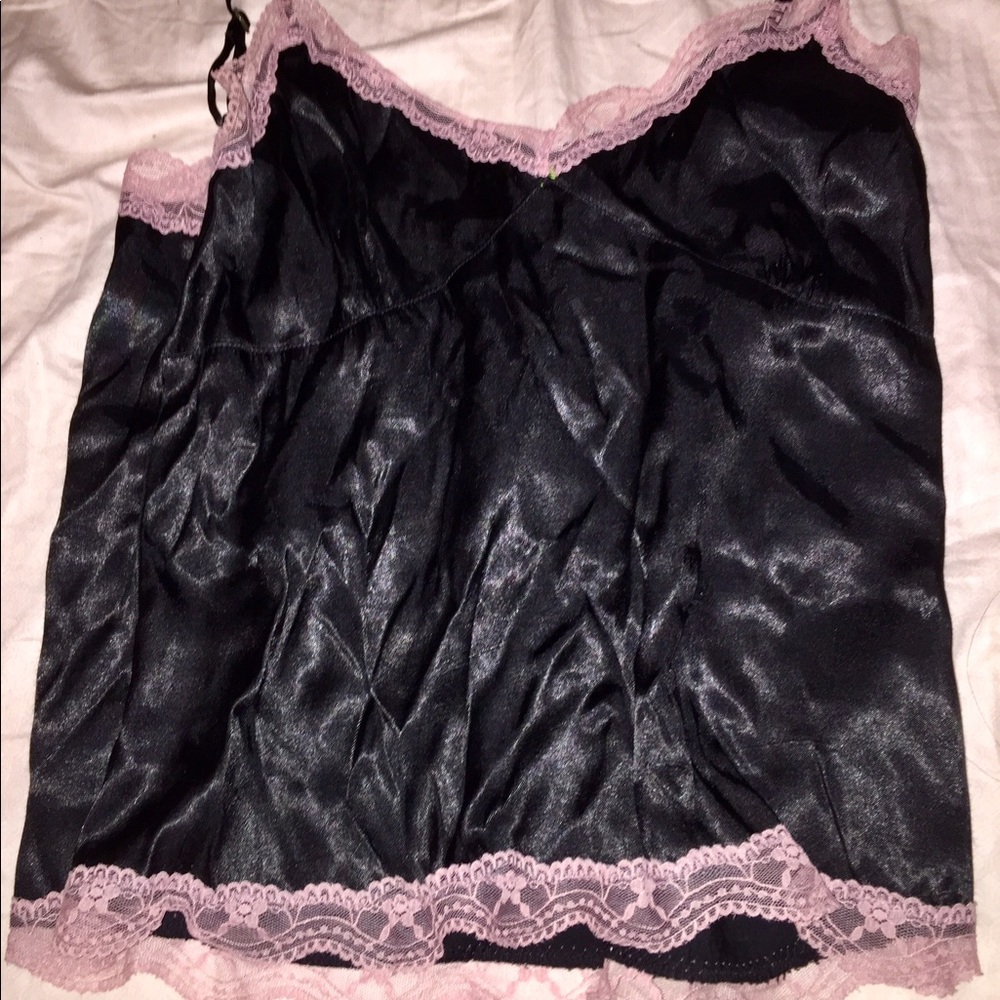 Black silk with pink lace