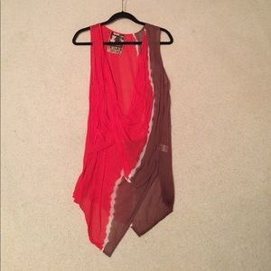 Red Brown and White Tie Dye Top