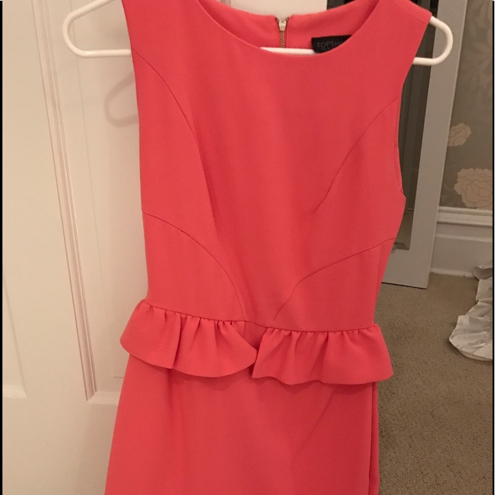 Top shop peach dress worn once peplum