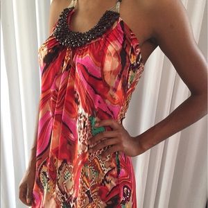 Club dress with beaded neckline