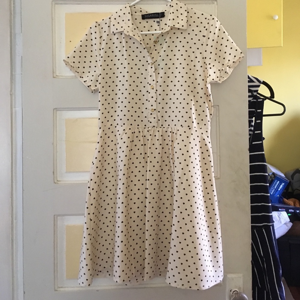 Modcloth Sugarhill Boutique heart print shirtdress