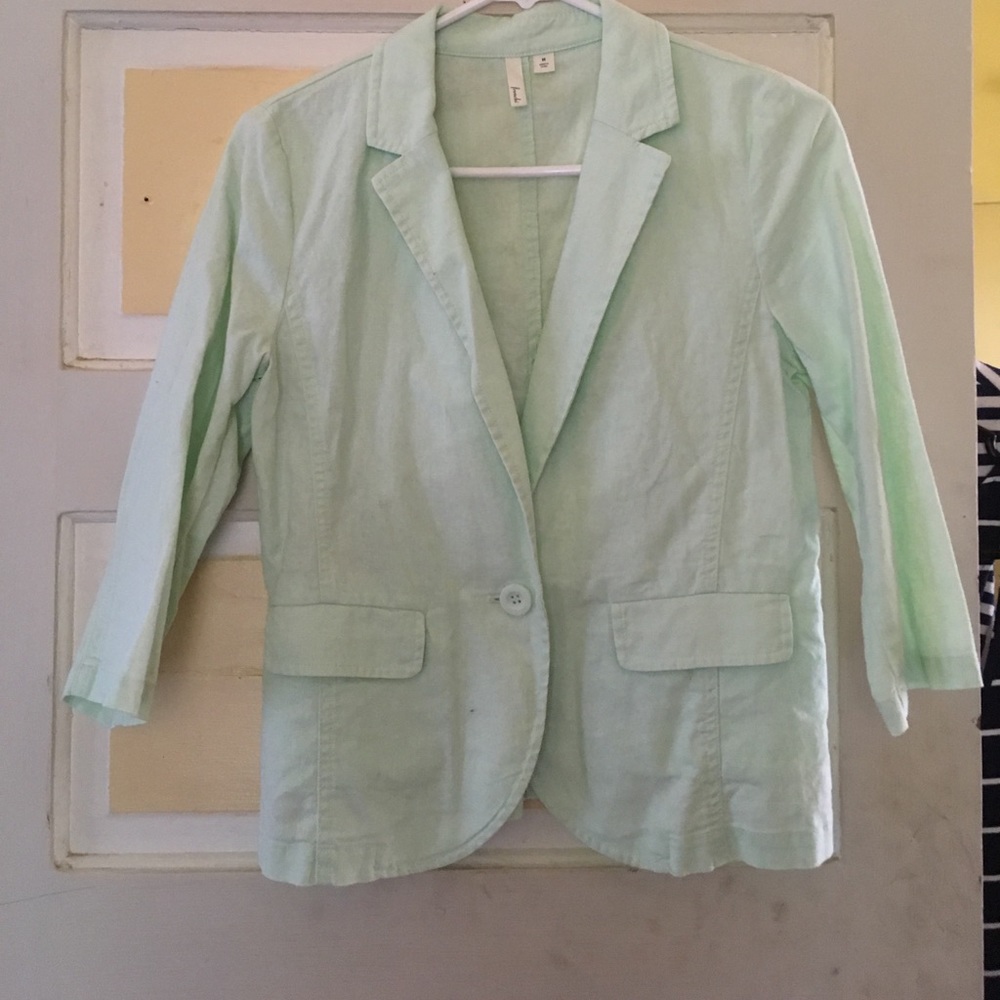 Frenchi Pastel Mint Linen Blazer