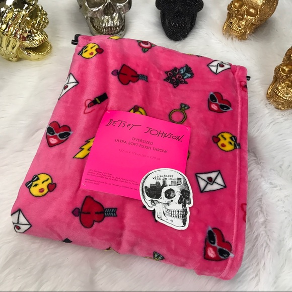 Betsey Johnson Bedding Betsey Johnson Emoji Pink Plush Throw