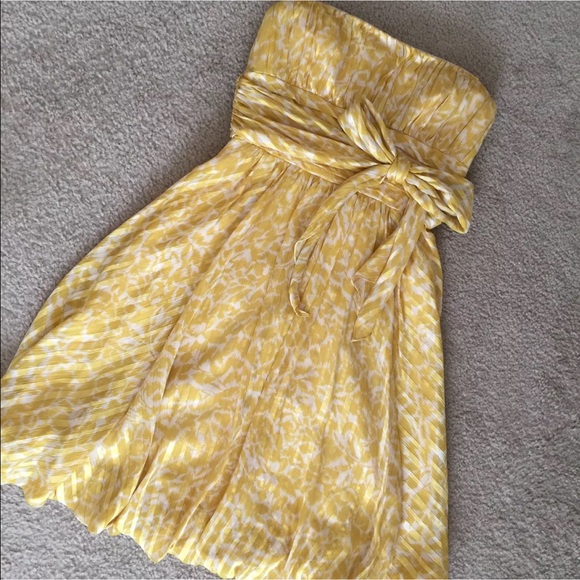 BCBGMaxAzria Dresses & Skirts - BCBG Maxazria Silk Strapless Dress Yellow Size 0