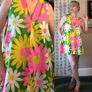 Vintage MOD 1960's Flower Power MINI TENT Dress