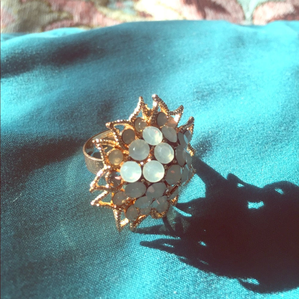 💐 Aqua, adjustable rose ring 💐