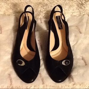 LADIES BLACK LUMINOUS SUEDE SHOES BY BEAUTIFEEL