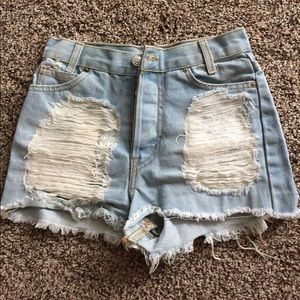 Brandy Melville Distressed High Waisted Shorts