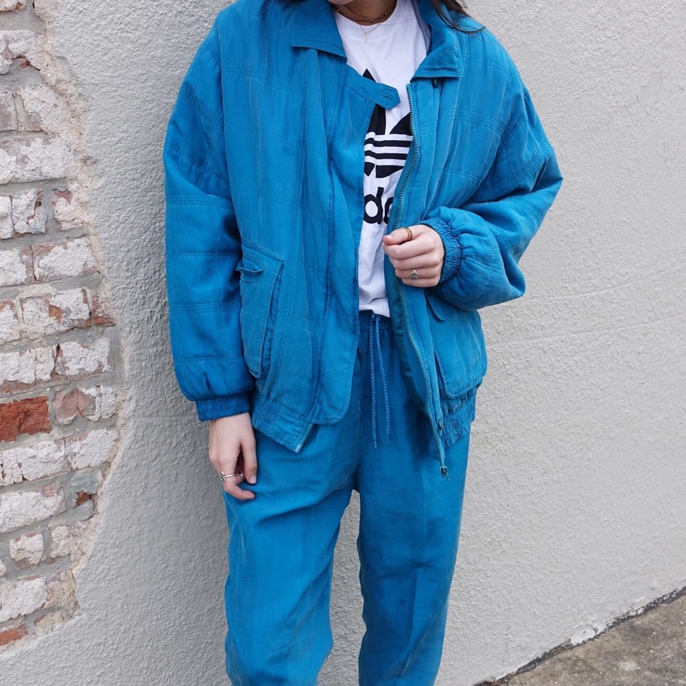 Vintage 100% Silk Bomber & Jogger Set.