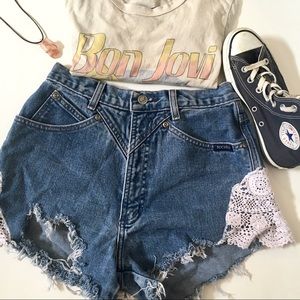 Rockies Jeans Cutoff Shorts with lace detail