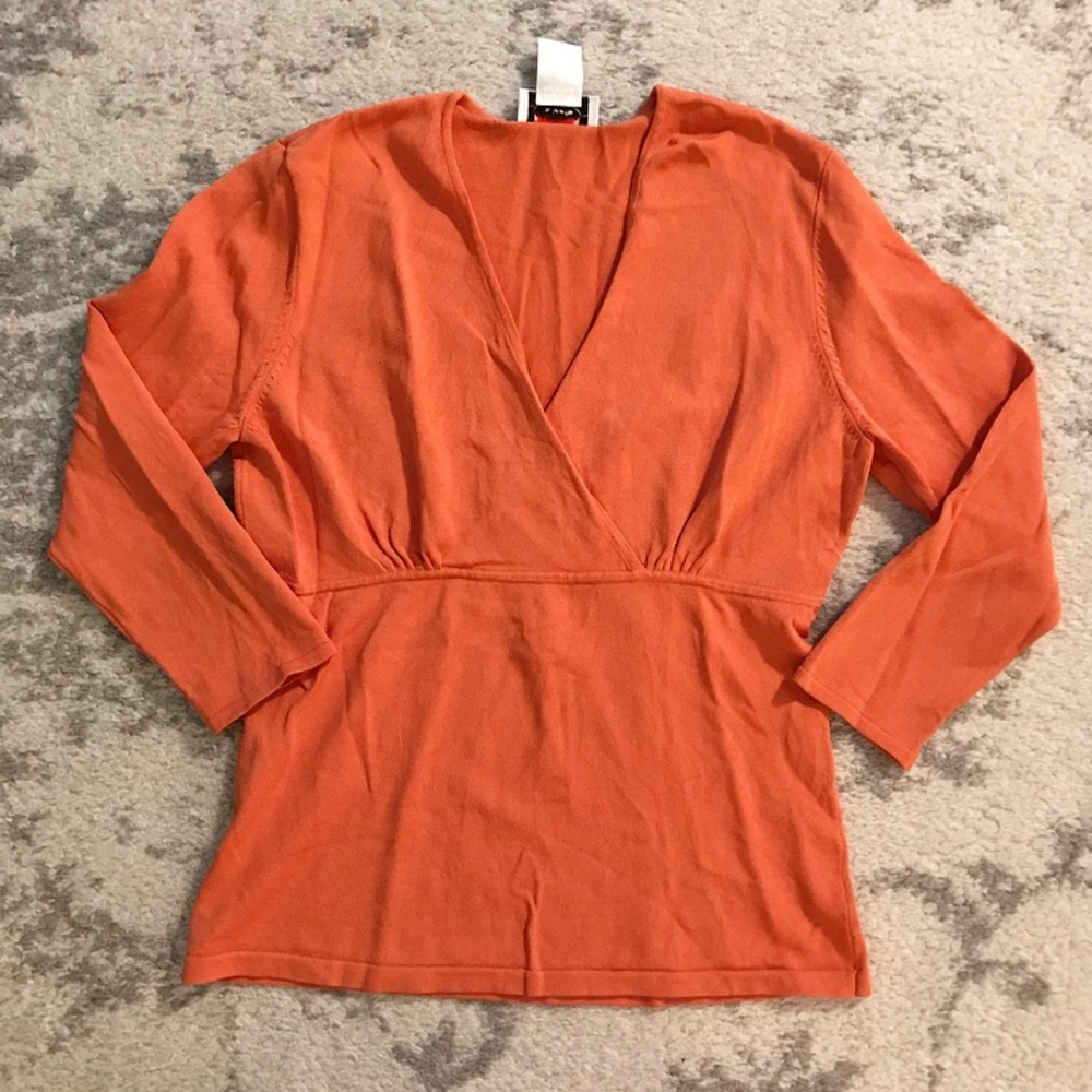 Orange faux wrap sweater top