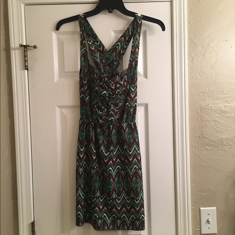 Green and brown dress