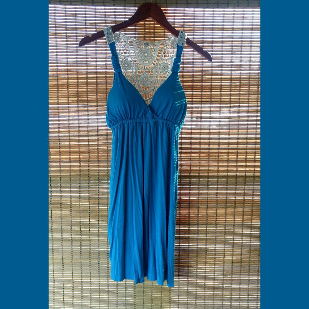 Teal Dress w/crochet detail