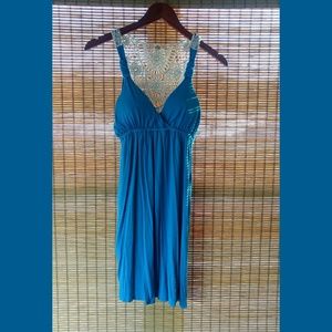 Teal Dress w/crochet detail