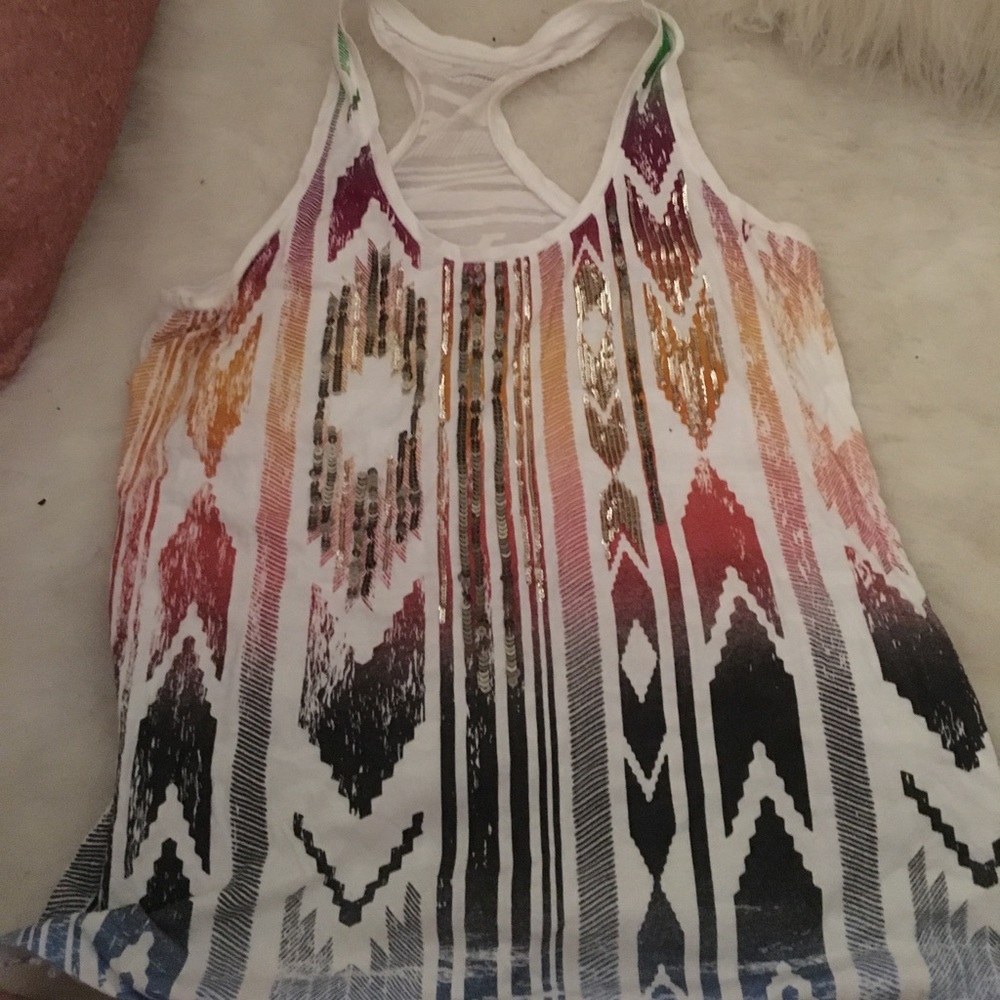 Racerback multicolor Aztec pattern with sequins
