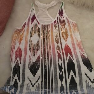 Racerback multicolor Aztec pattern with sequins