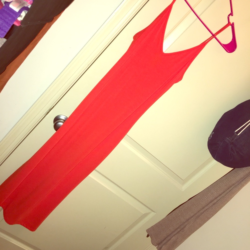 Hot Red Bodycon Dress with Slit