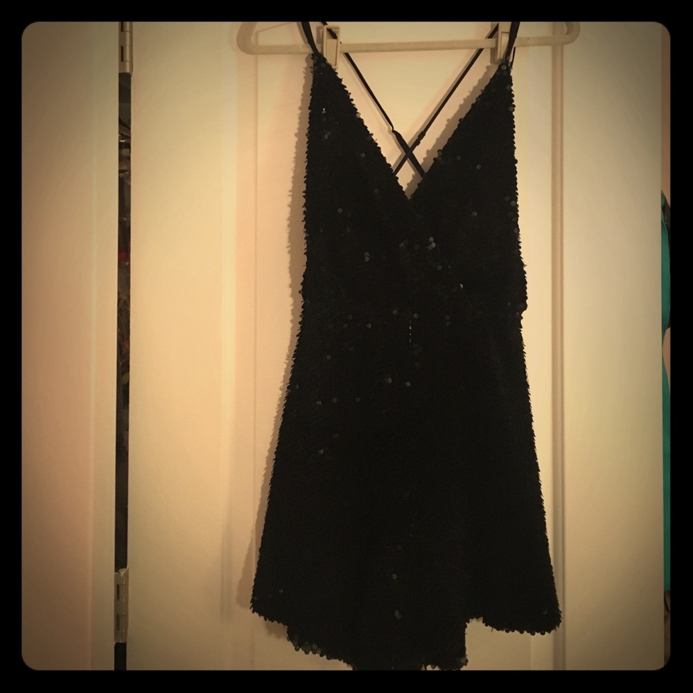 Kendall & Kylie black velvet sequin romper