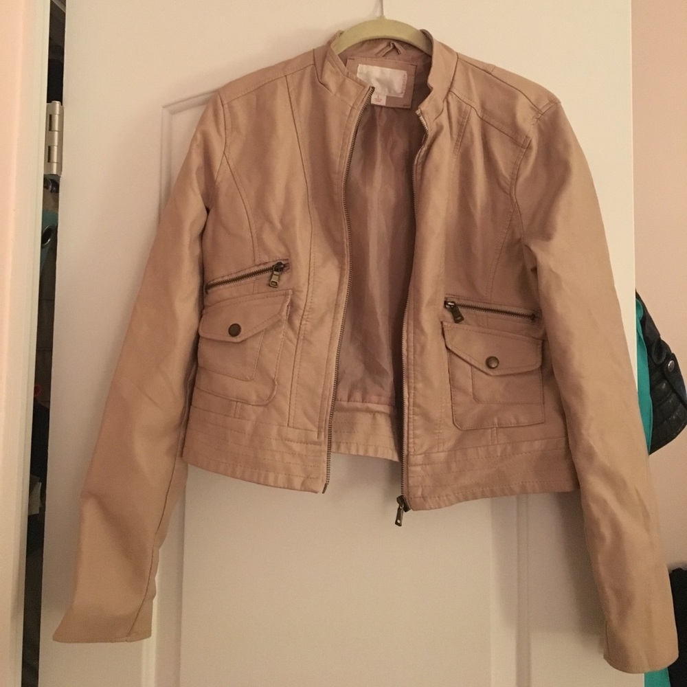 Pink Faux Leather Jacket