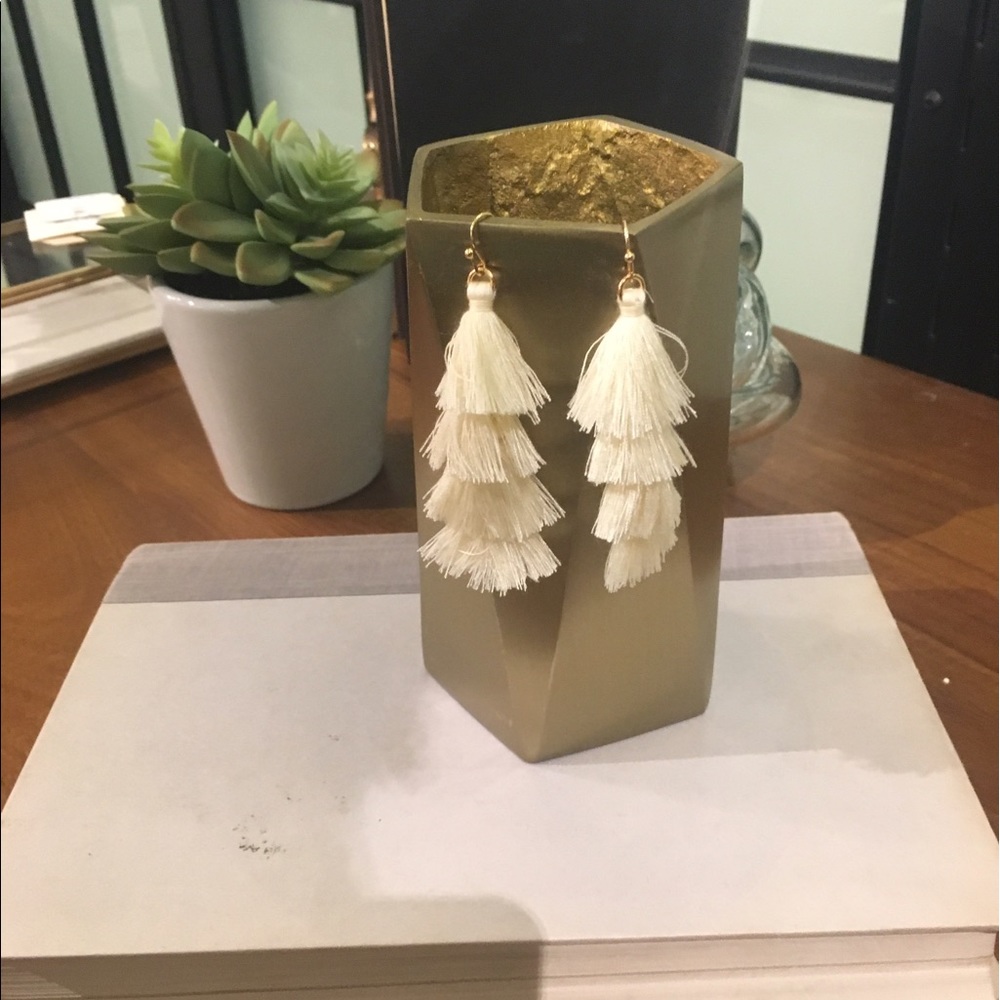 White "PIÑATA" tassel earrings