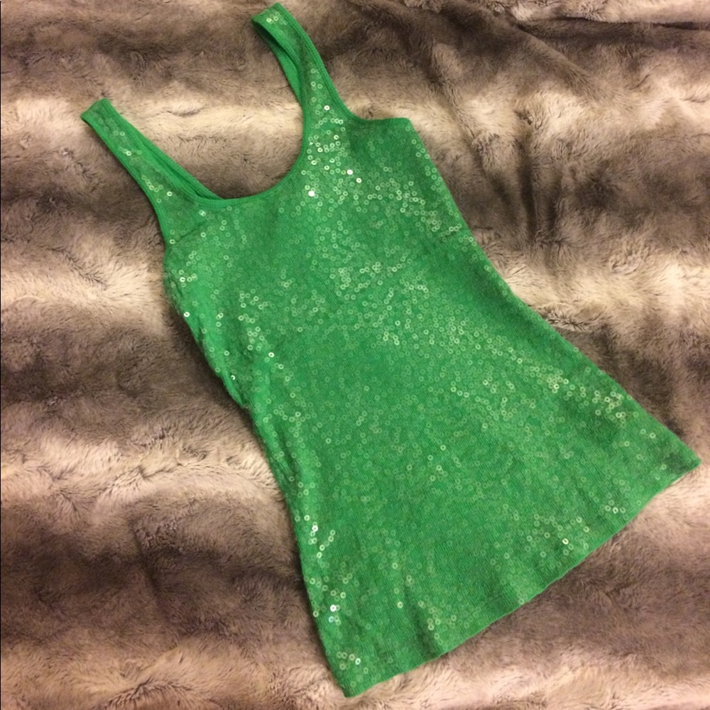 Green Sequin Tank Top