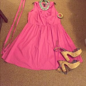 Pink belted summer dress