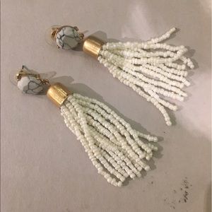 White Marble tassel earrings
