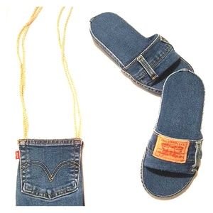 Levi Denim Slides w/ matching crossbody