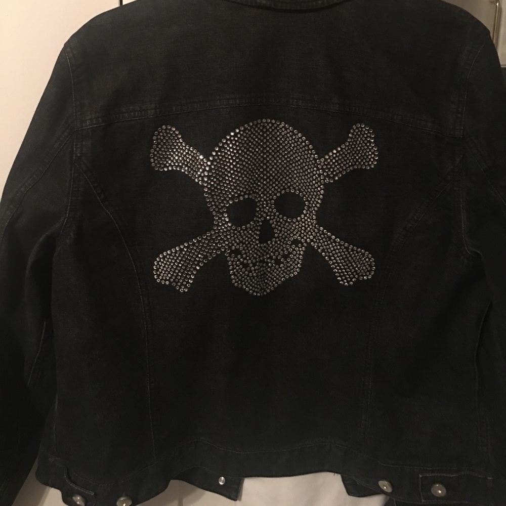 Black rhinestone skull Jean jacket
