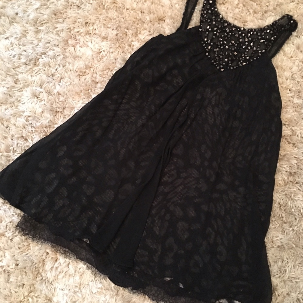 BCBG Max Azria Chiffon Overlay Tank Dress