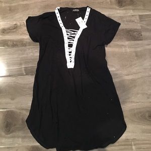 NEW black dress with white lace up