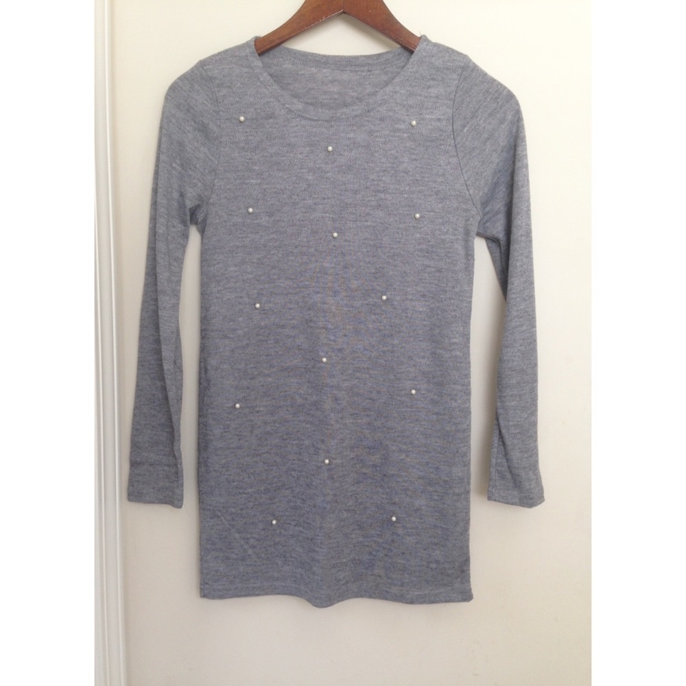 Long pearl detail sweater