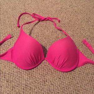 Hot pink push up bikini top halter