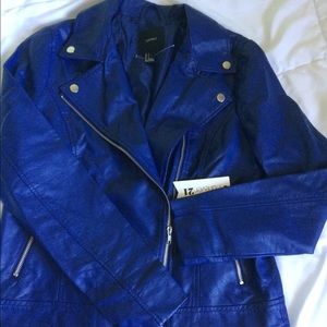Blue leather jacket