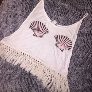 ⚓️SALE Sea shell fringe tank top
