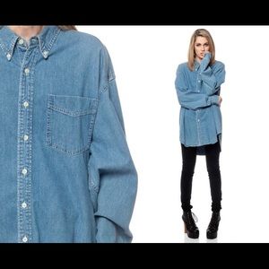 Oversized boyfriend denim button up