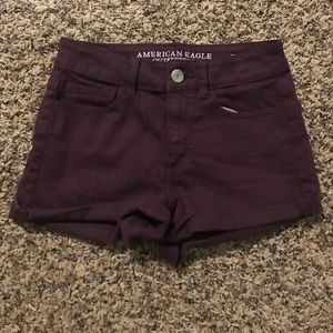 maroon jean shorts
