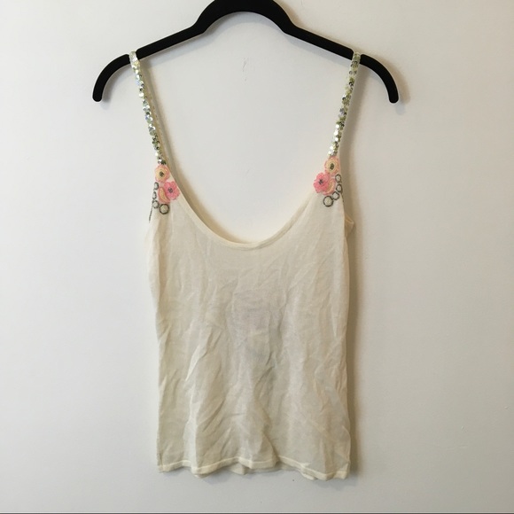 Free People Tops - NWT Free People Ivory Wool Beaded Tank Top