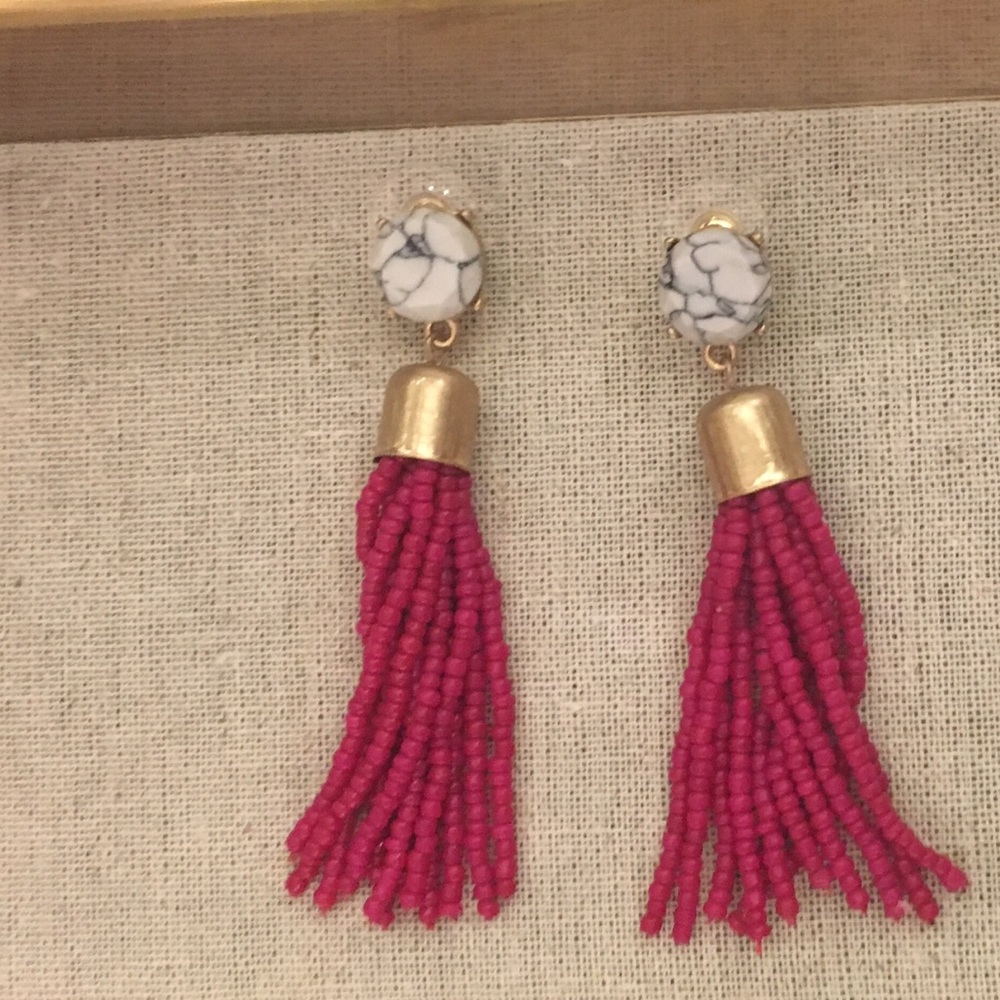 fuchsia tassel earrings!
